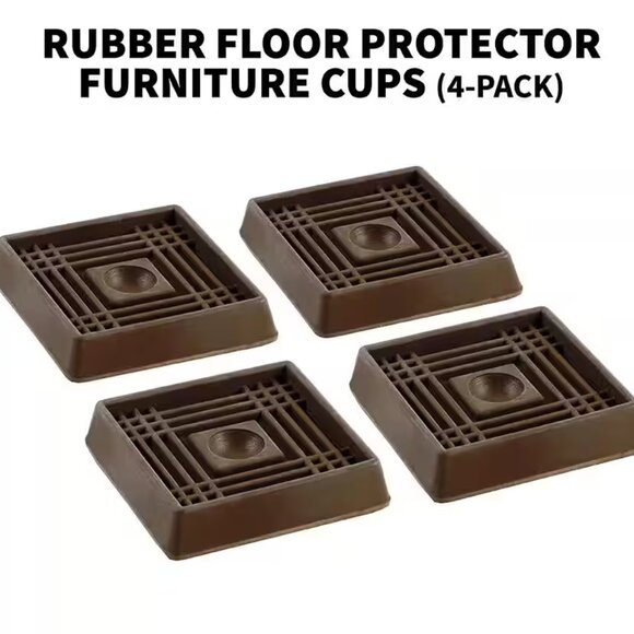 Square Smooth Rubber Floor Protector Furniture Cups 2 Pack - Picture 1 of 5